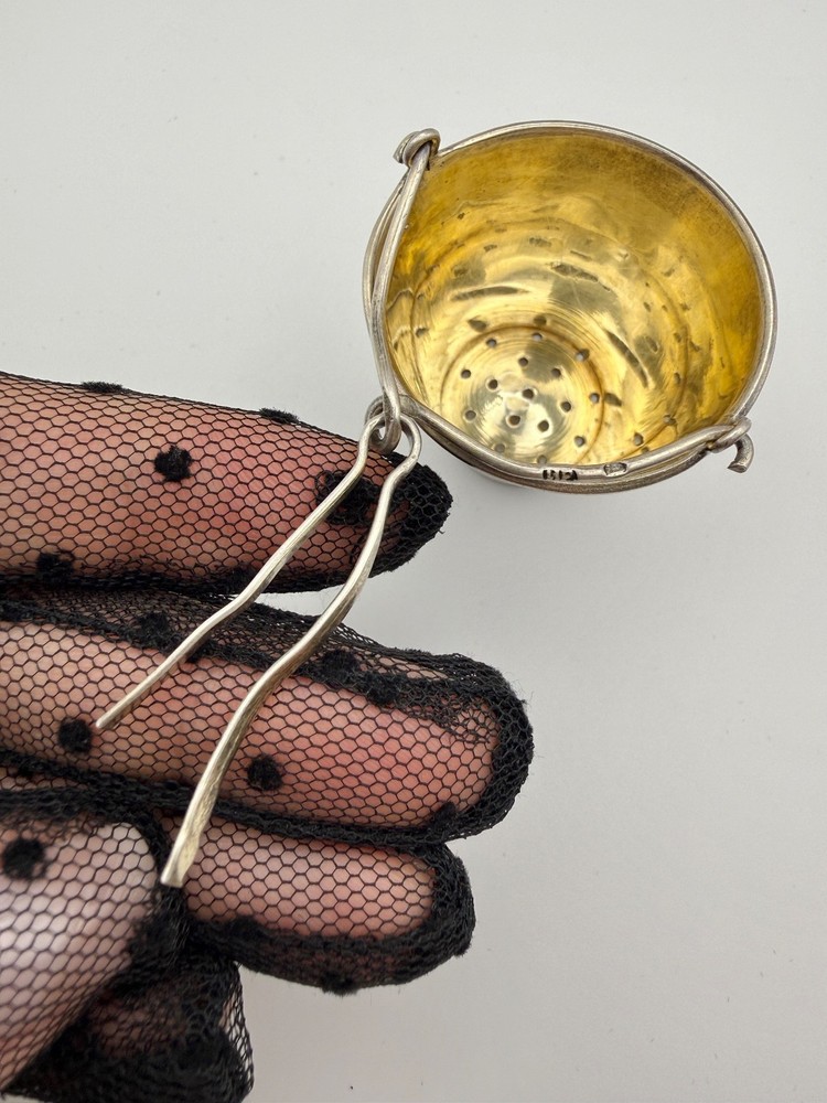 Antique Russian 84 Silver Tea Strainer Imperial Solid Silver Marked Rare!