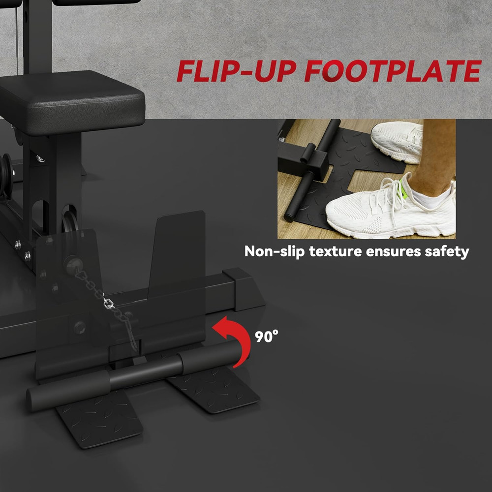LAT Machine with High & Low Pulley Stations, Cable Row Machine with Adjustable S