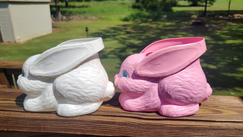 Pair Empire Vintage Easter Rabbit Blow Mold Baskets