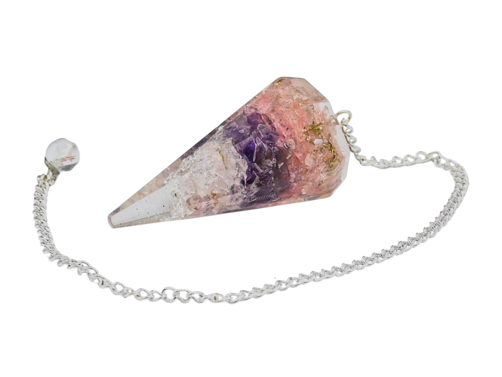 Clear Quartz Rose Quartz Amethyst Orgone Pendulum