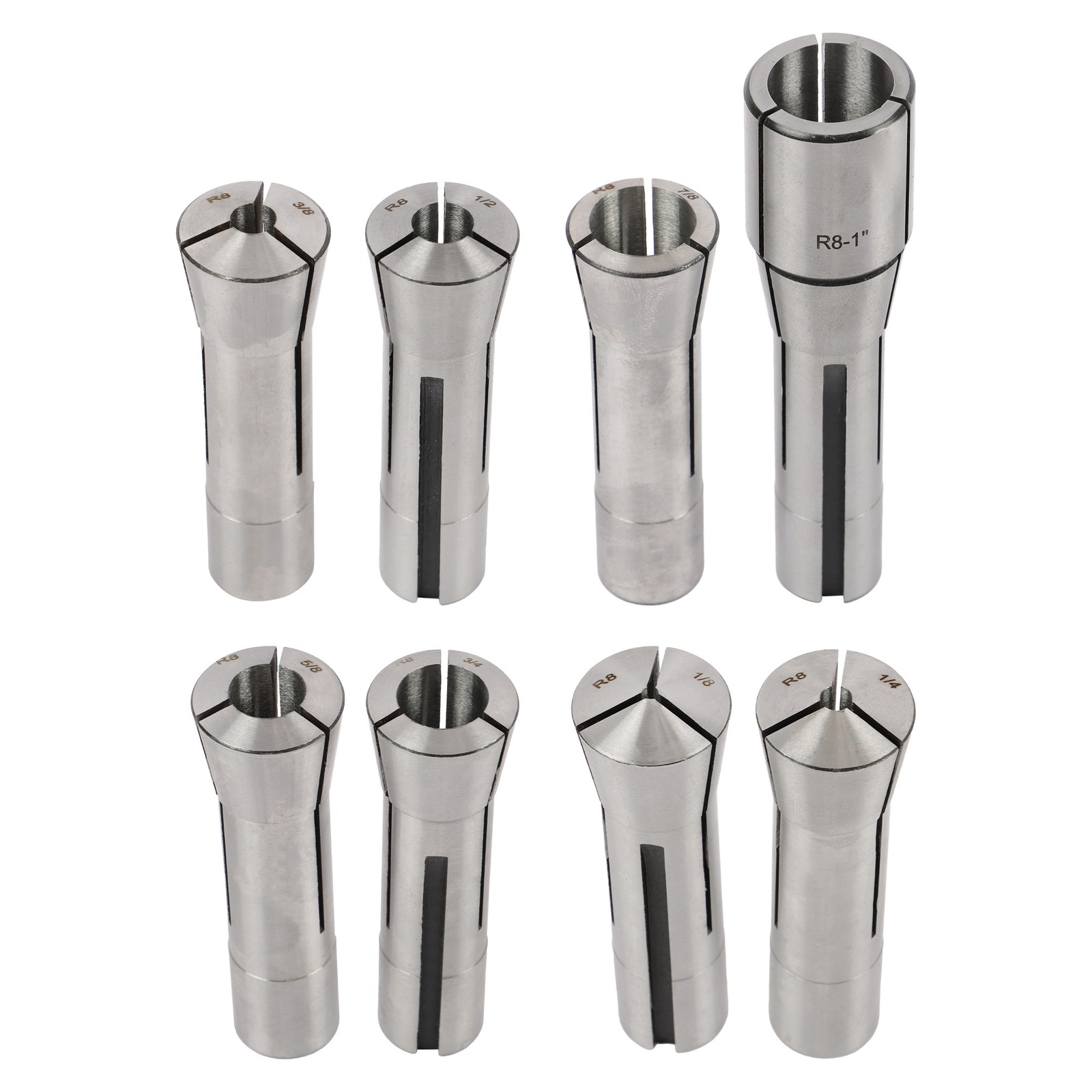 8PC R8 Collet Set 1/8" 1/4" 3/8" 1/2" 5/8" 3/4" 7/8" High Precision