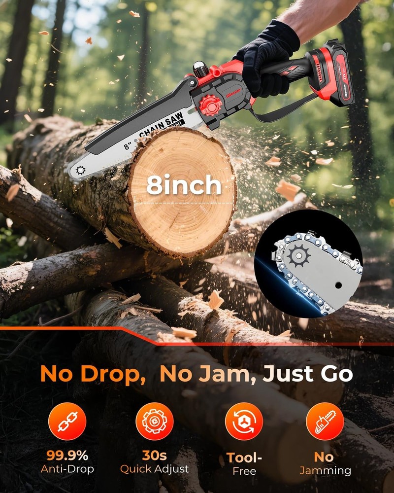 UBeesize Mini Chainsaw Cordless 8inch | Longer Runtime | Brushless Motor | Er...