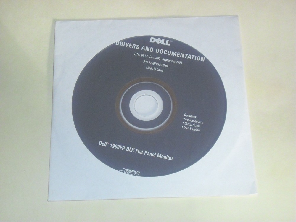 Dell Drivers & Documentation CD for 1908FP-BLK Flat Panel Monitor