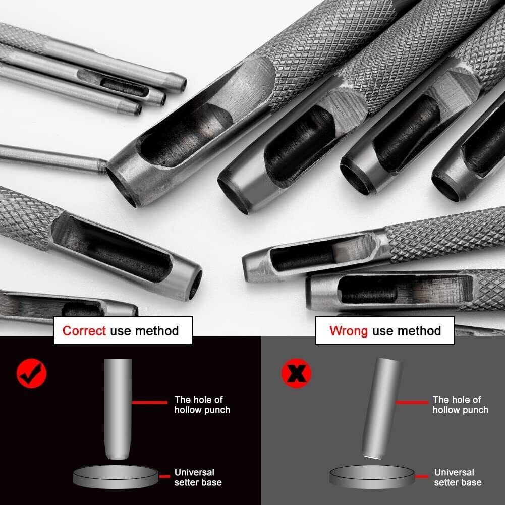 1-11mm Leather Hole Punch Round Steel Hole Punch Set Leather Punch Tool for Belt