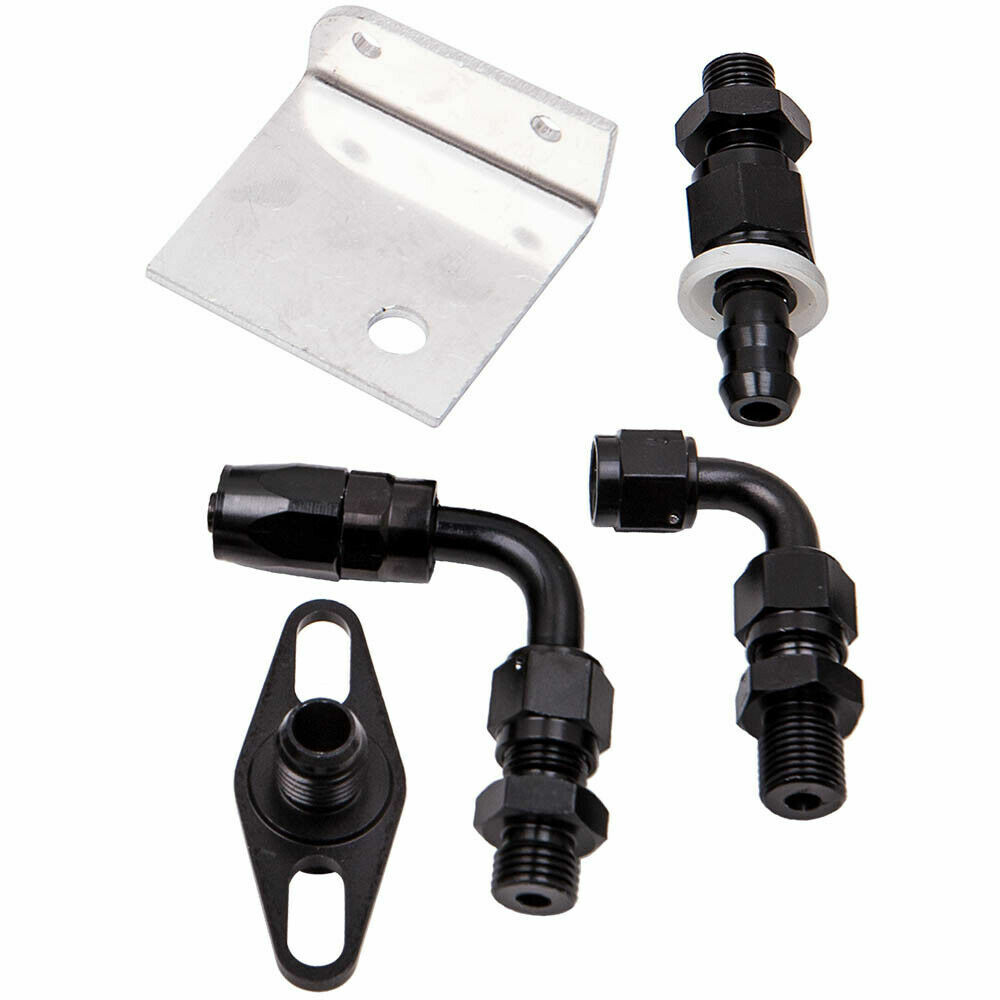 LokoCar Adjustable Fuel Pressure Regulator Kit Oil 0-100psi Gauge -6AN 6AN Black