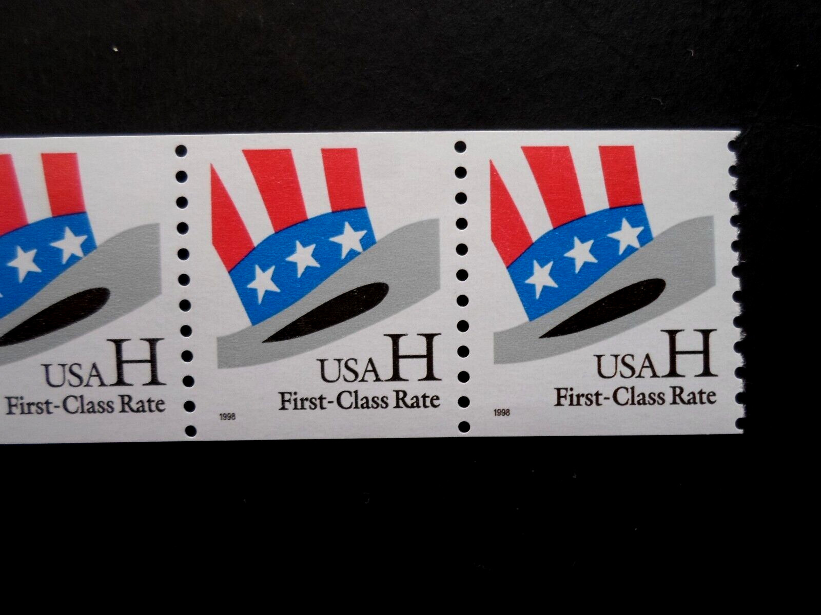 1999 H Hat - Cat # 3264 PNC7 Coil Strip of 7 Stamps H Stamp (33c) Plate # 3444