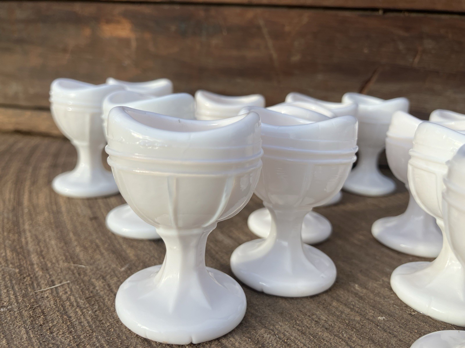 Vintage Milk Glass Slag Eye Wash LOT OF 24 Apothecary Medical