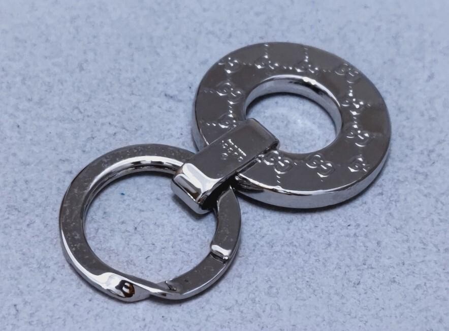 GUCCI Key Ring Silver GG Logo Pattern USED Auth Rare #9230