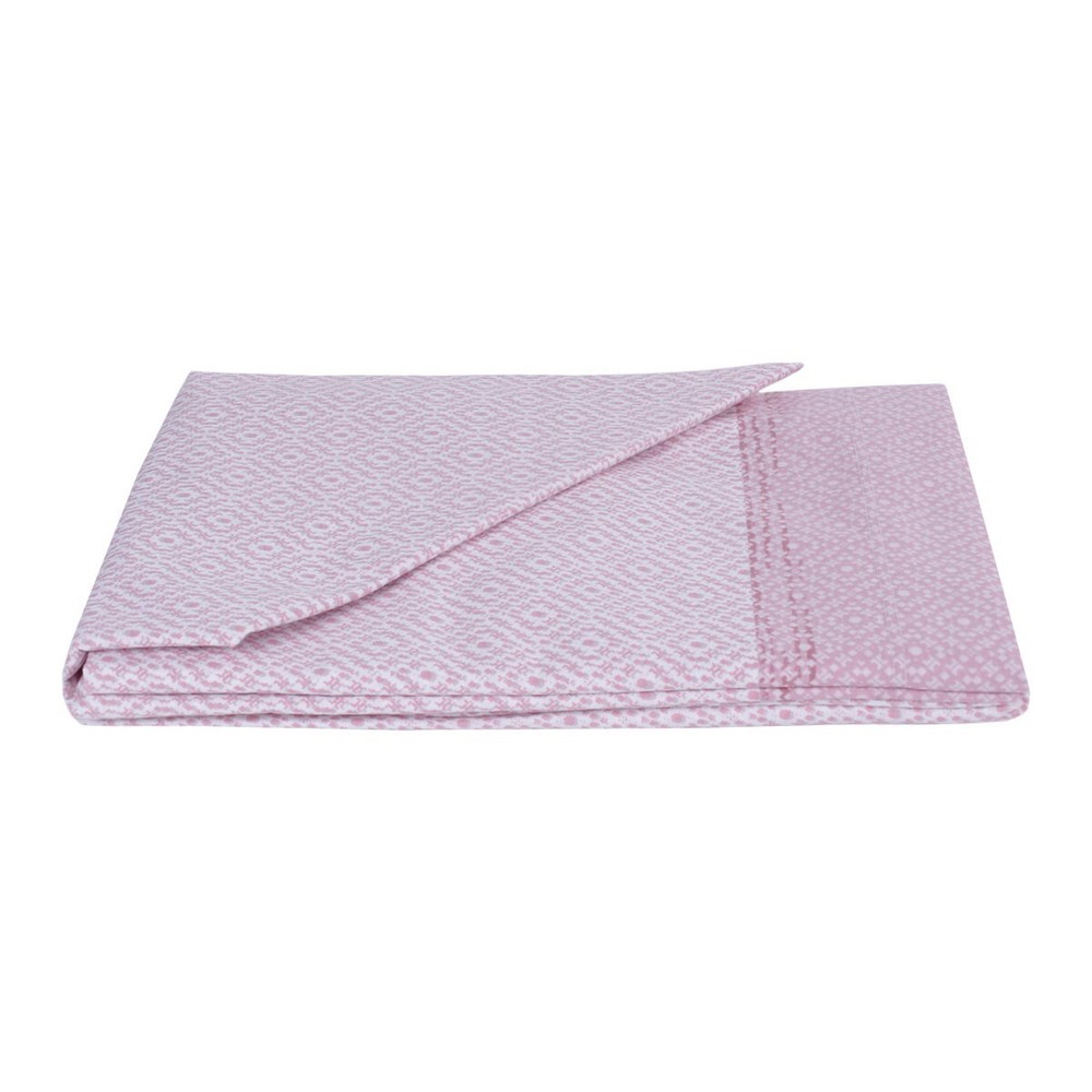 Cotton Bed Sheet Set 1 Square Single Geometric Pattern Pillowcase Pink