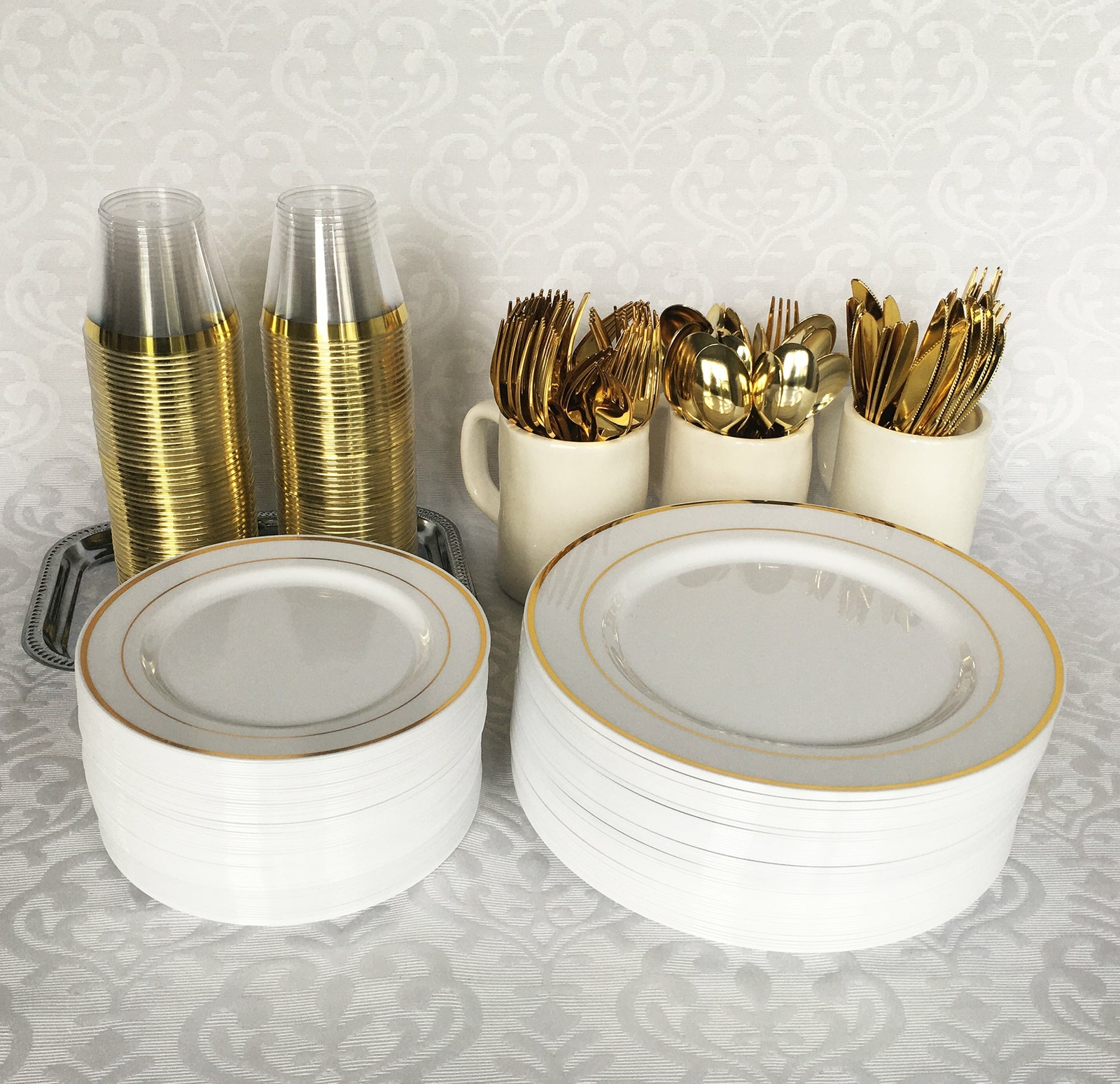 JL Prime 50 Piece Gold Plastic Spoons Bulk Set, Gold Plastic Cutlery Set