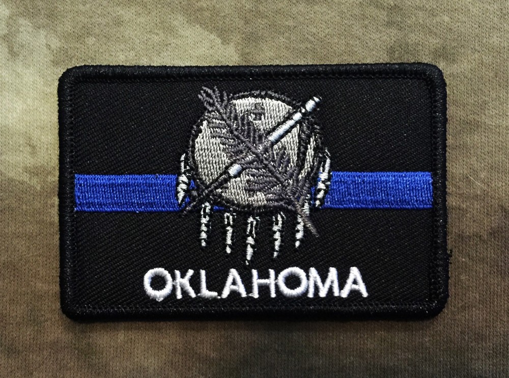 Subdued Thin Blue Line Oklahoma State Flag Patch
