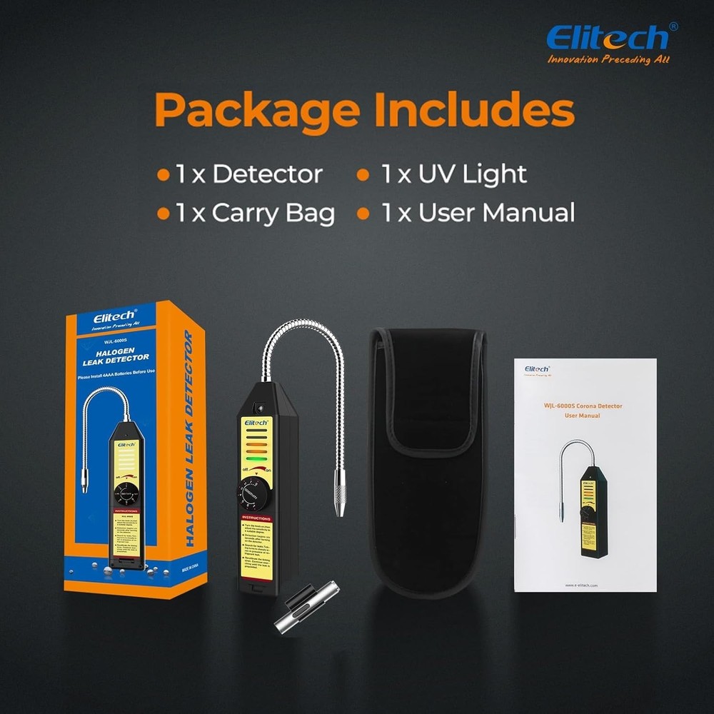 Efficient Halogen Leak Detector with Audible/Visual Alerts & Flexible Probe