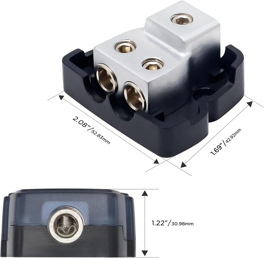 Forged Brass 2 Way Power/Ground Distribution Block Set for Amplifiers - 2 Pack