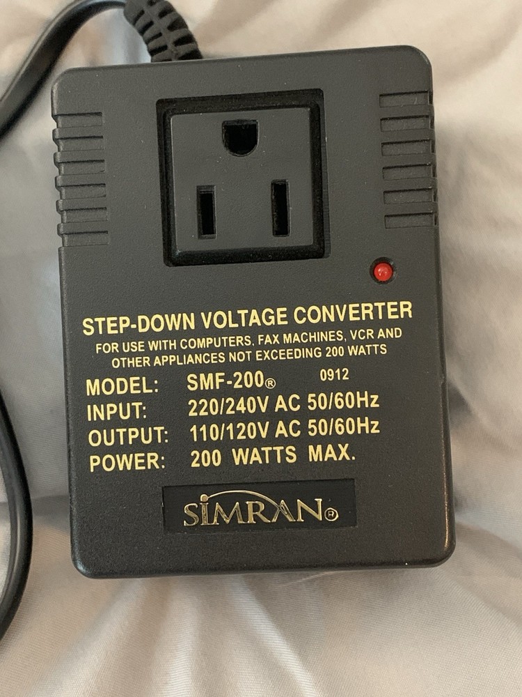 SIMRAN Step-Down Voltage Converter MODEL SMF-200 Adapter Plug Power Supply