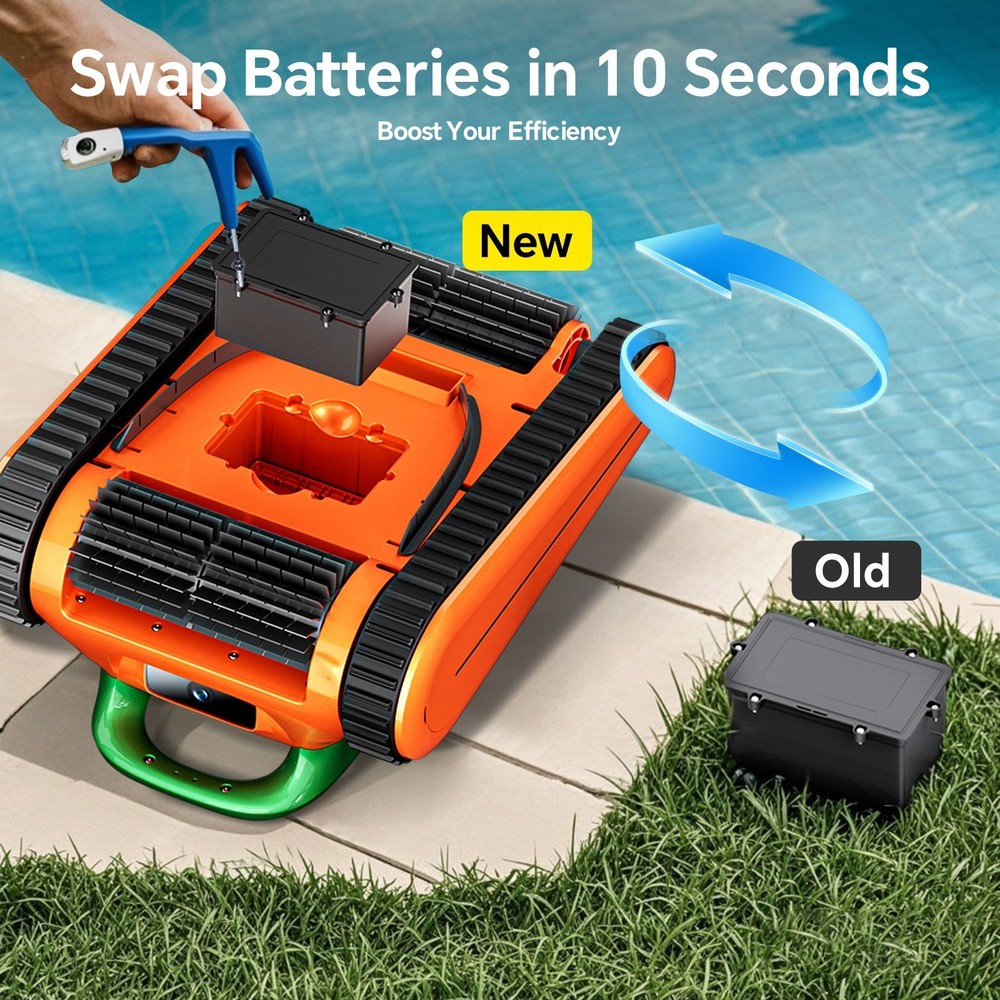 Seauto SAT30 Automatic Cordless Robotic Pool Cleaner 180W Wall Climb App Support