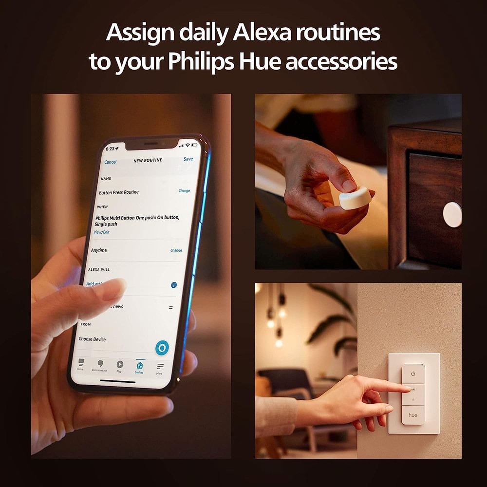 Philips Hue Smart Dimmer Switch with Remote White No-Wire Install 1pc