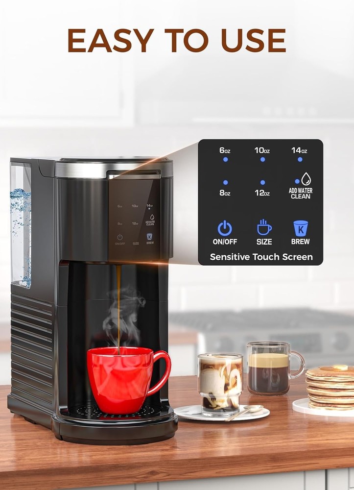 Single Serve Coffee Maker, K-cup Coffee Machine for Capsule & Ground Coffee