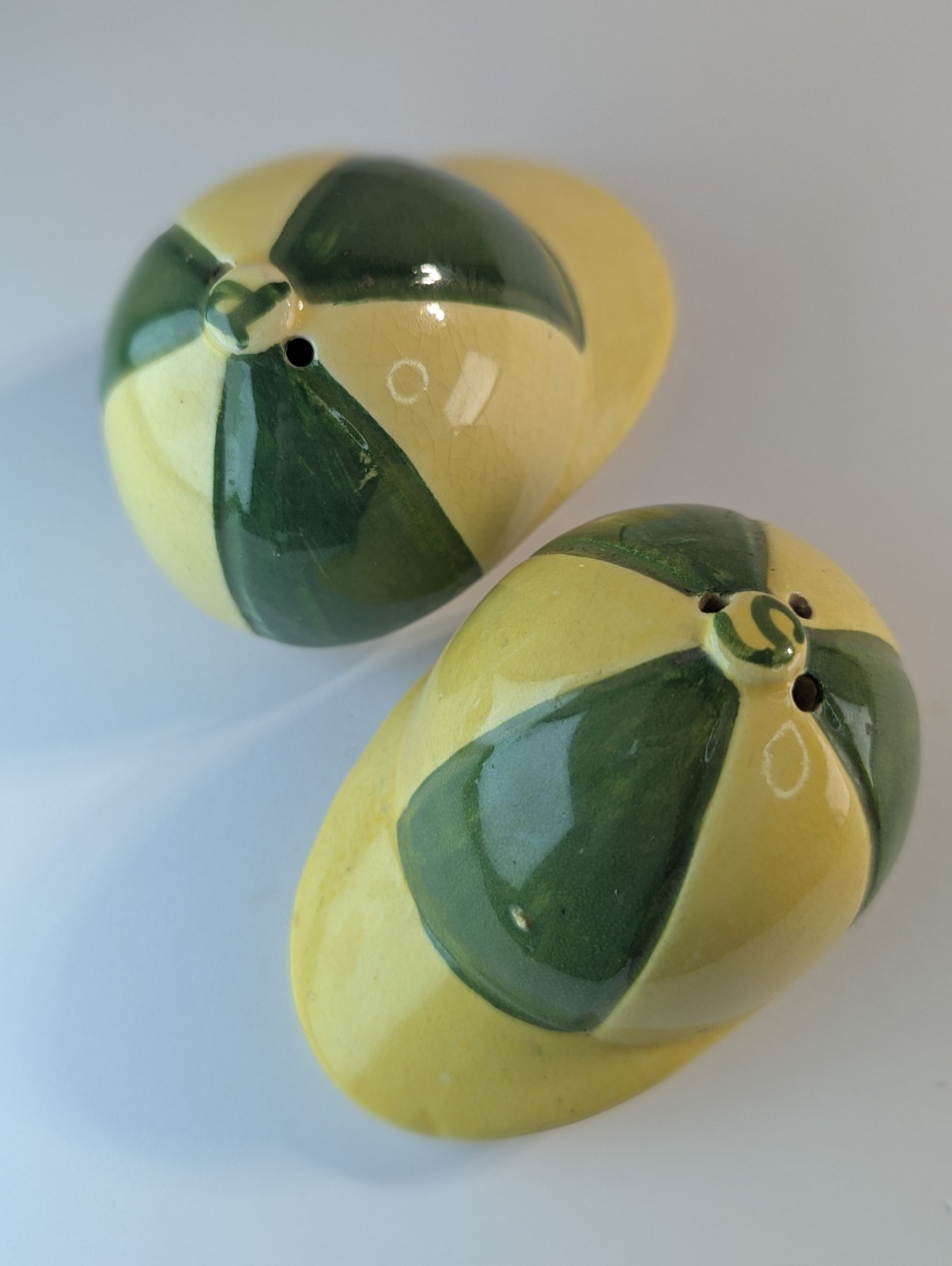 Vintage 1950's Baseball Cap Hat Salt And Pepper Shakers