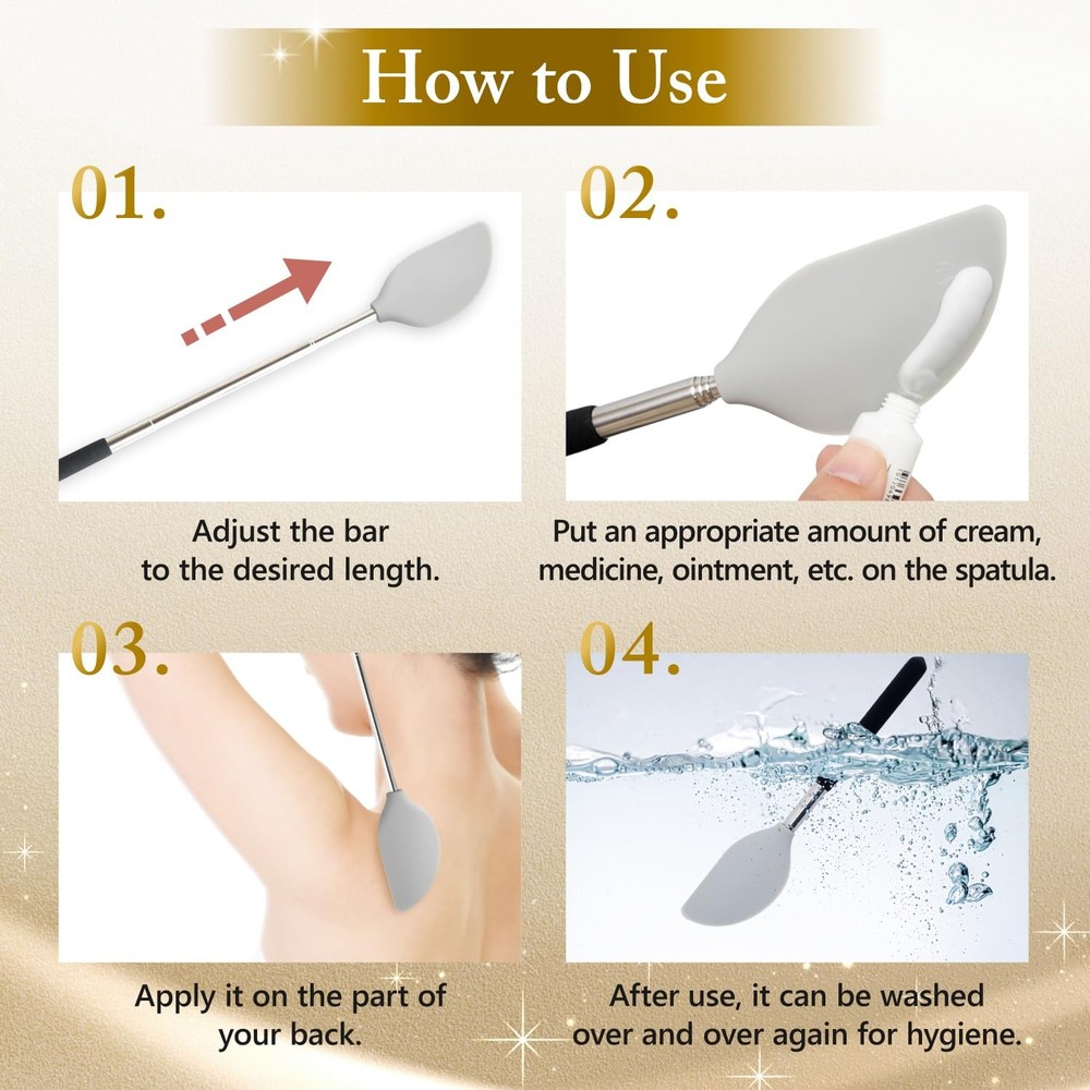 FieldSora Cream Applicator for Back Telescopic Easy to Accurate Application