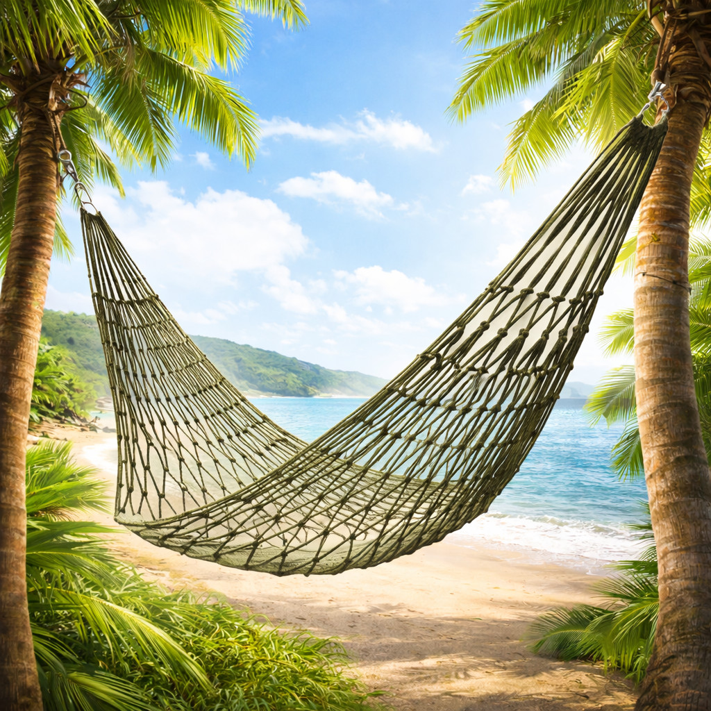 Nylon Rope Mesh Hammock Portable Outdoor Camping Garden Beach Yard Hanging Bed