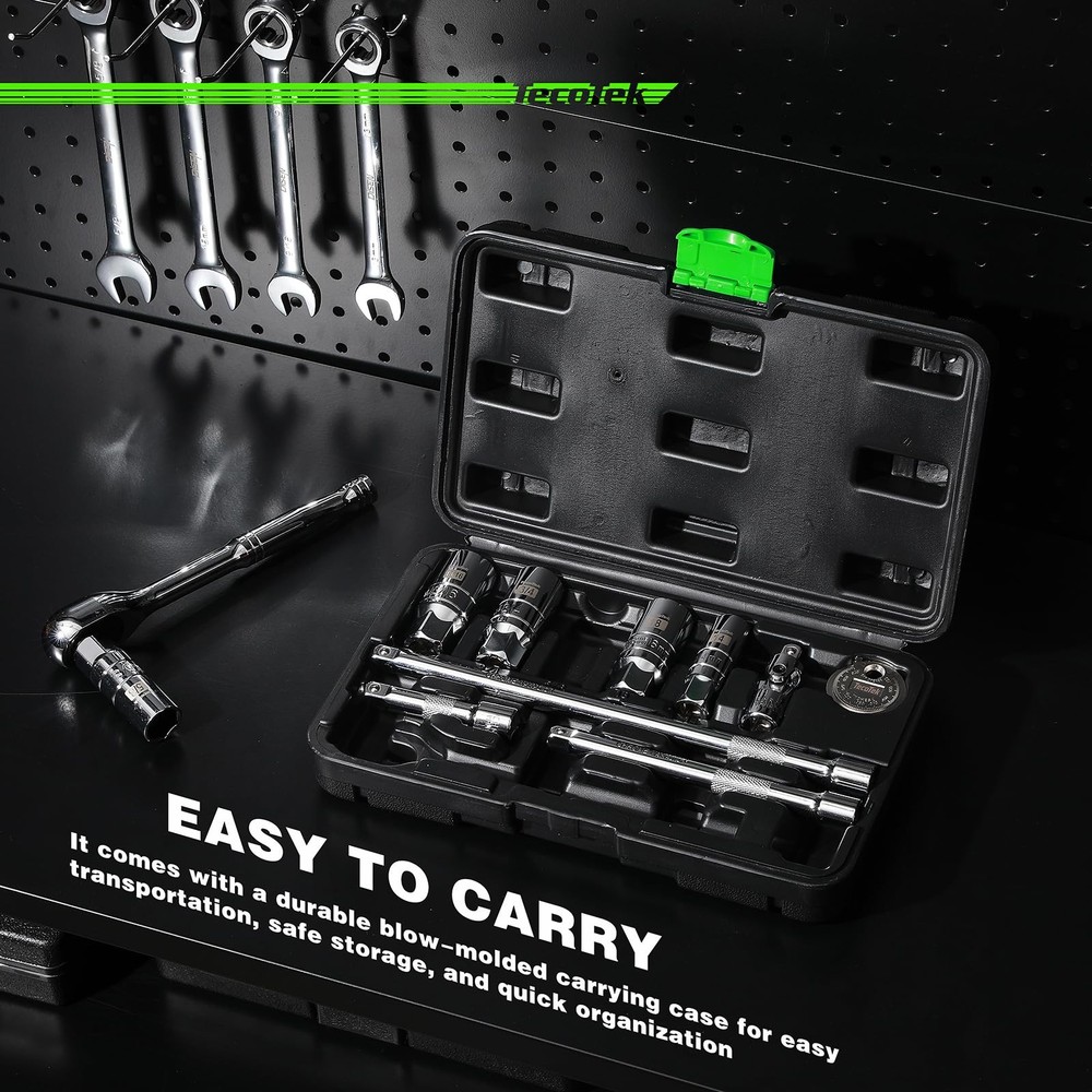 11-Piece Spark Plug Socket Set with Ratchet, Gap Tool, Extensions & Sockets