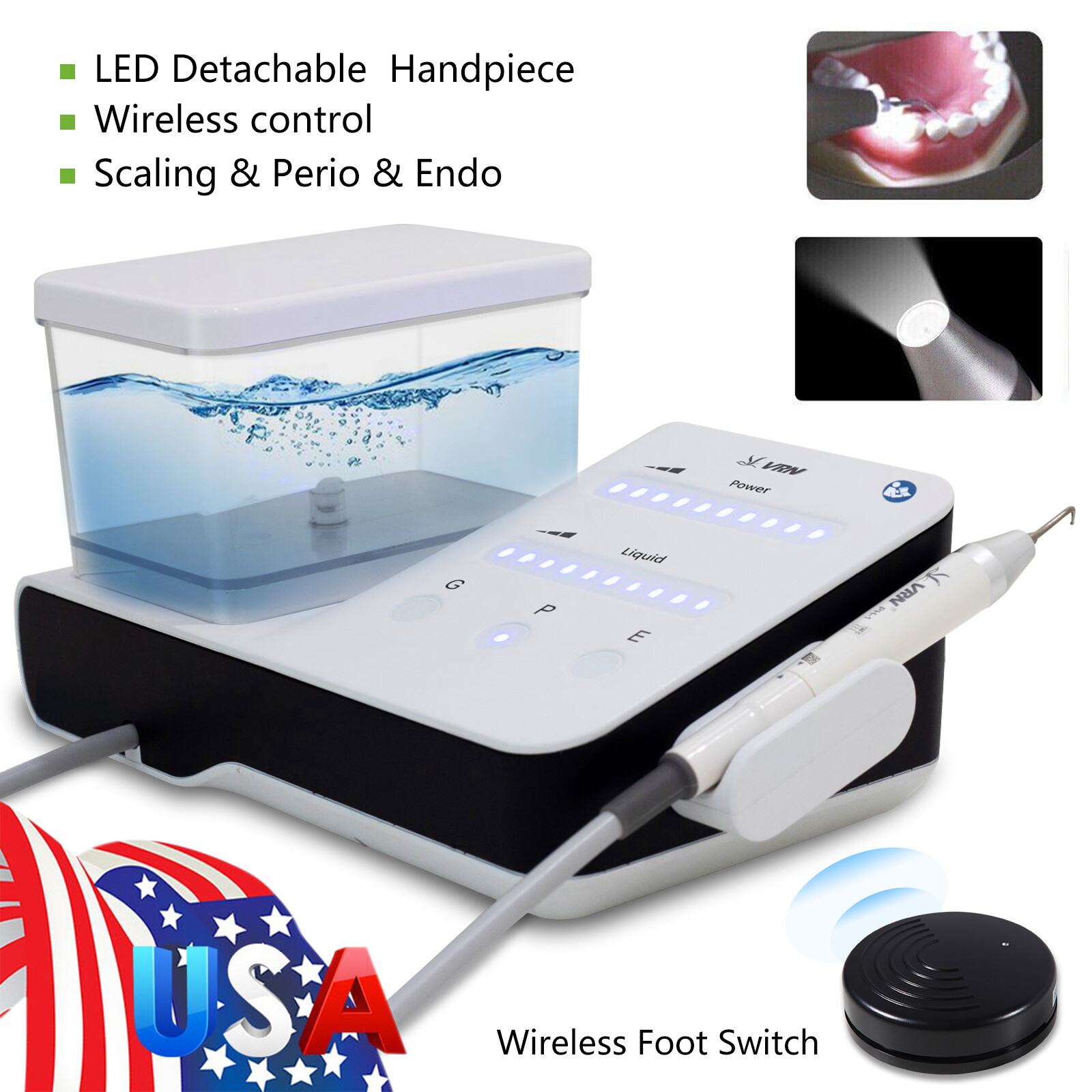 LED Dental Portable Ultrasonic Piezo Scaler + Bottle fit EMS Cavitron Handpiece