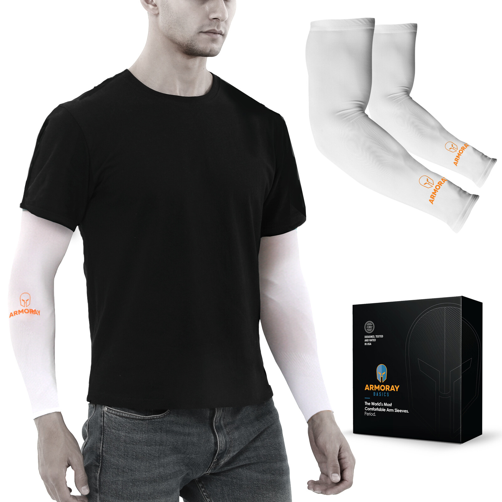 ARMORAY Arm Sleeves for Men or Women Anti Slip Basketball Golf Running Football