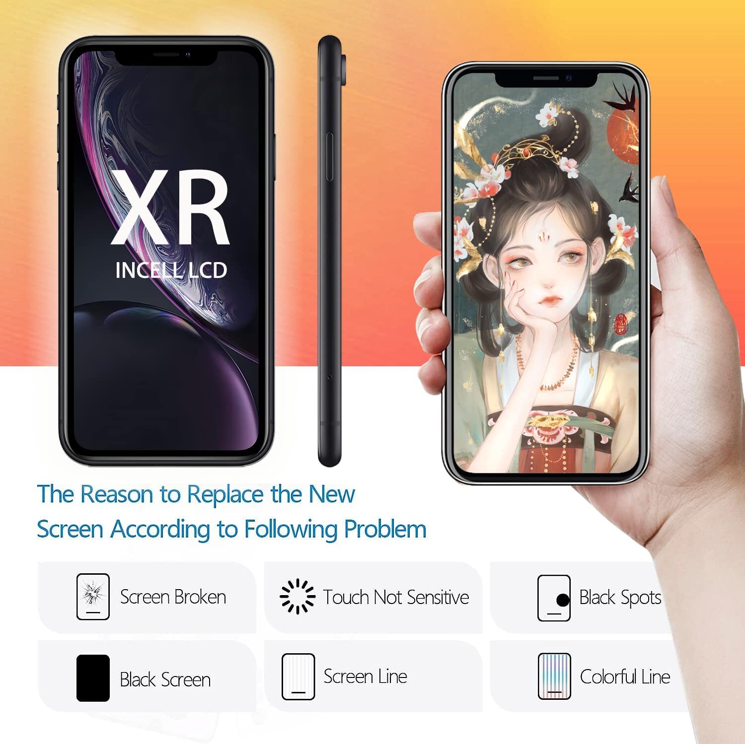 For iPhone XR LCD Display Touch Screen Replacement Digitizer Assembly A+ Quality