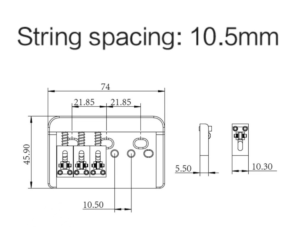 Guyker Adjustable Guitar Bridge 10.5mm String Space With Copper Fixed Saddles GD
