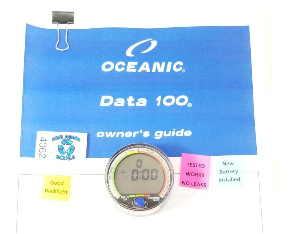 Oceanic Data 100 Puck Scuba Dive Computer + Manual #4062