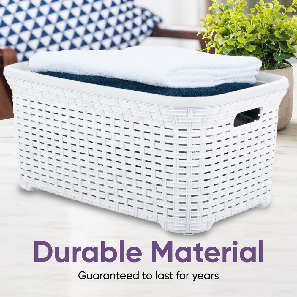 Superio Wicker Laundry Basket 2-Pack, White