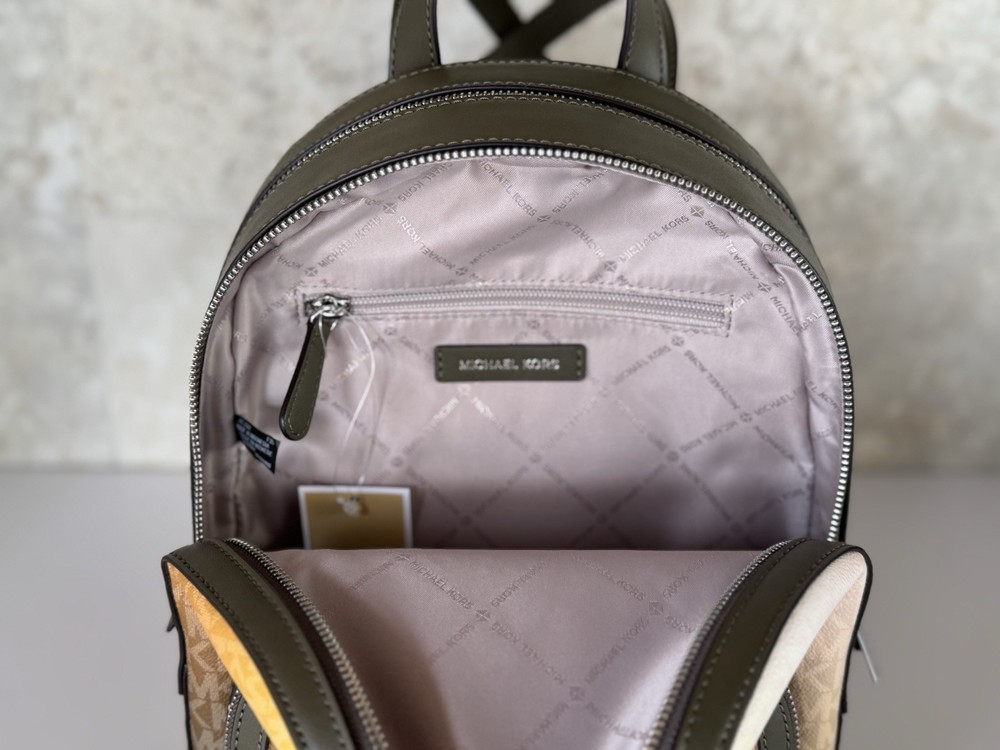 Michael Kors Jaycee Medium Zip Pocket Backpack MK Ombre Olive Multi