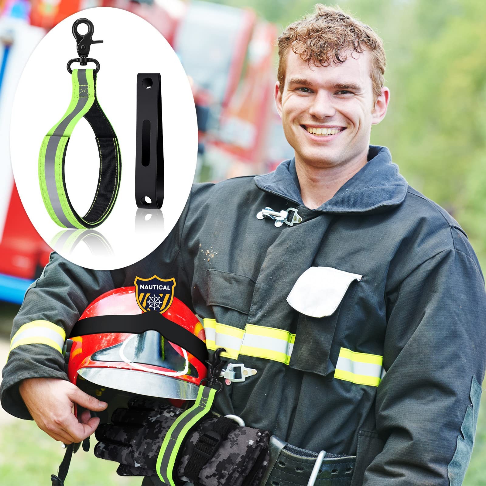 Oudain 4 Piece Firefighter Helmet 27.5 x 4 cm, 23 x 2.5 Black, Green