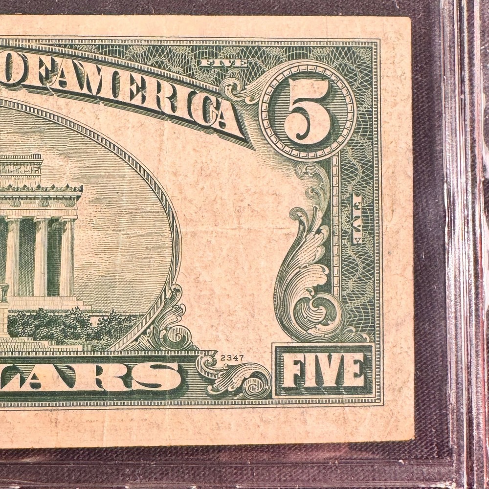VINTAGE,ERROR MISCUT 1953 Five RED SEAL NOTE