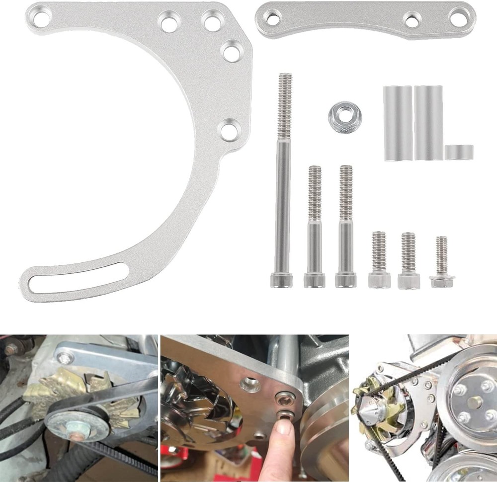 LWP Low Mount Alternator Bracket Double Hump Heads Adjustable Billet Kit for ...