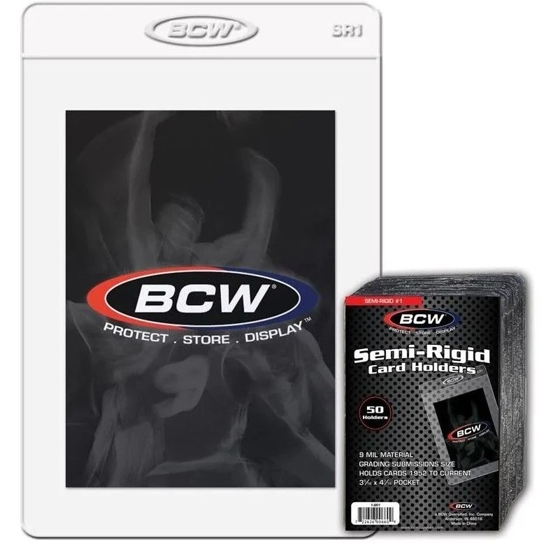 (200) Semi-Rigid #1 Card Holders BCW Grading Submissions Size (4x50 ct.)