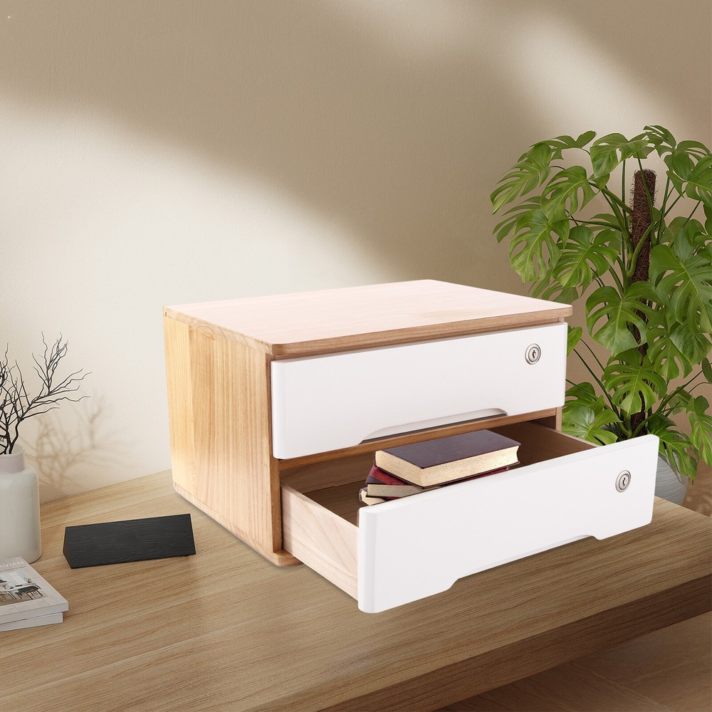 Desktop Storage Box, Desk Organizer, Desktop Storage Box with Lockable Drawers