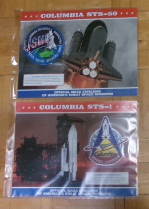 * TWO (2) Diff - COLUMBIA - SPACE SHUTTLE - PATCHES & FACT SHEETS - W&W - EXC