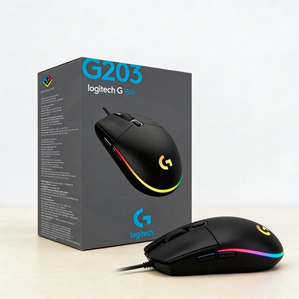 Logitech G203 LightSync Wired Gaming Mouse-Black-RGB