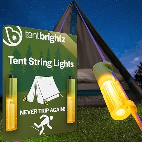 LED Tent String Lights - Keep Tent Guy-Lines Visible at Night - 2-Pack