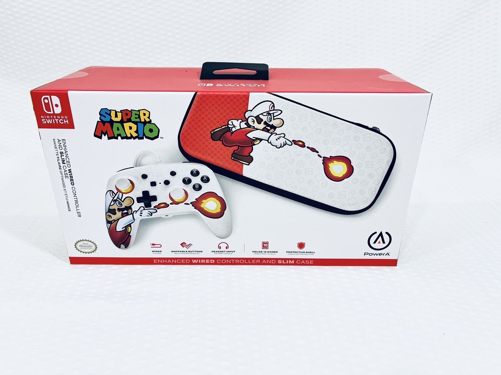 Nintendo Switch Super Mario WIRED Controller And Slim Case BRAND NEW