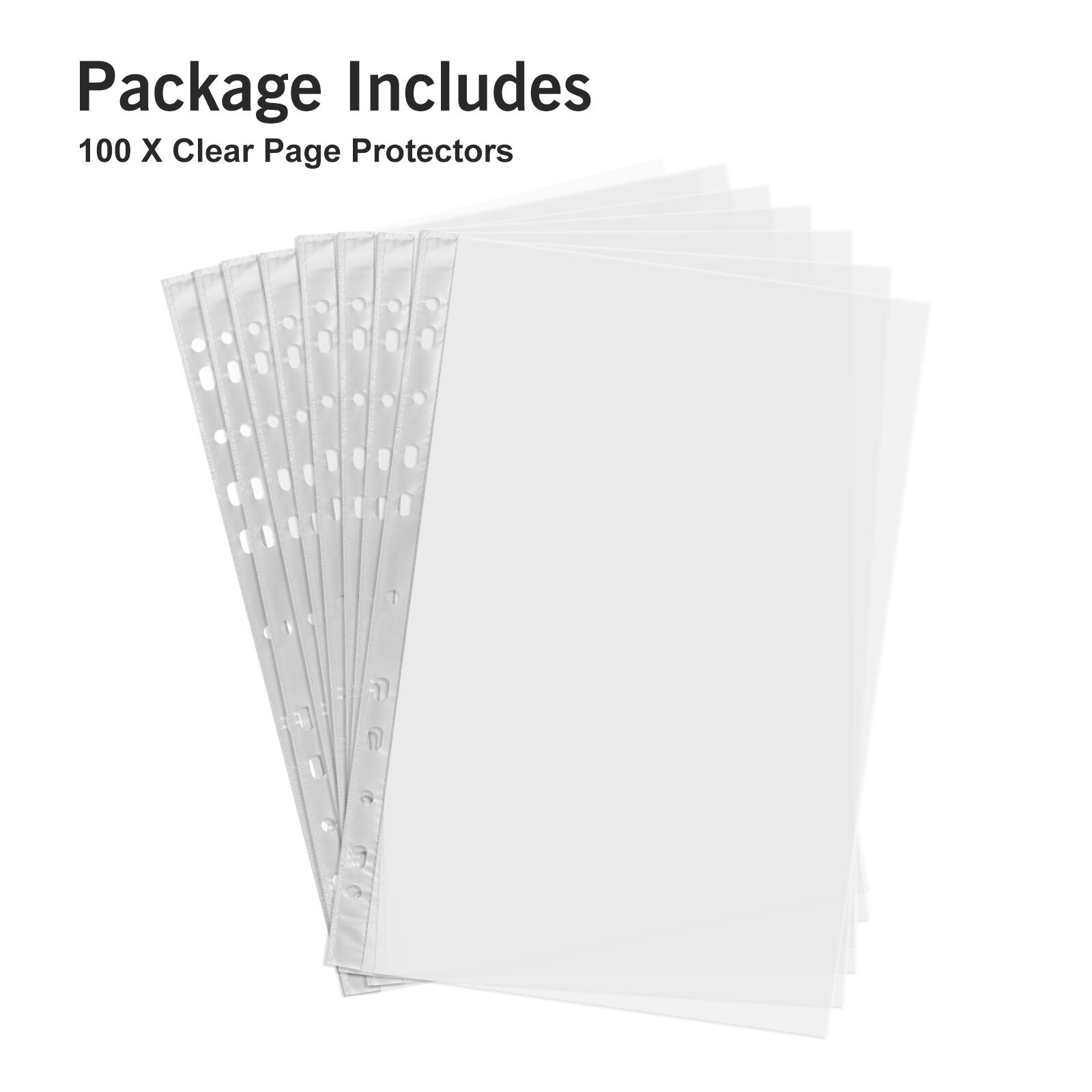 100PCS Clear Plastic Sheet Page Protectors Sleeves A4 Size Document Ring Binder
