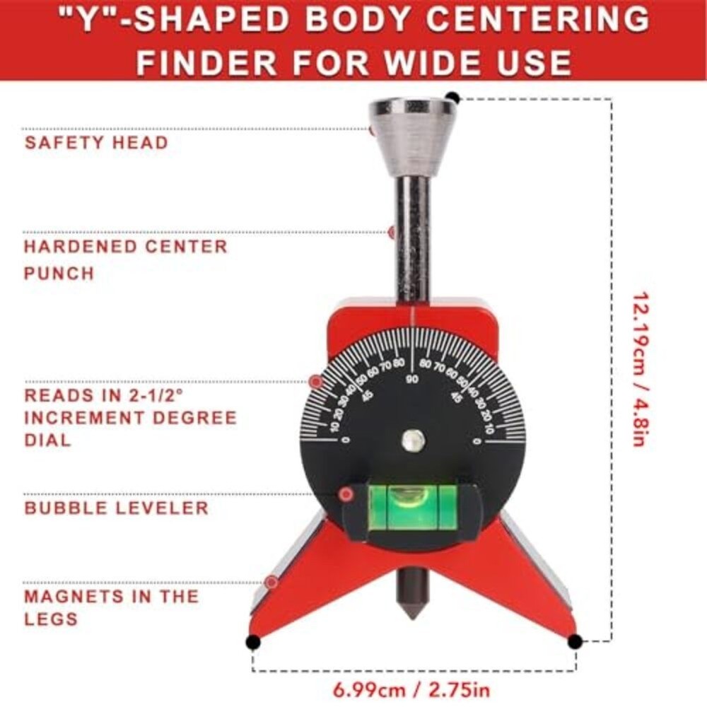 Magnetic Base Pipe Center Locator Precise Alignment Anodized Aluminum Alloy