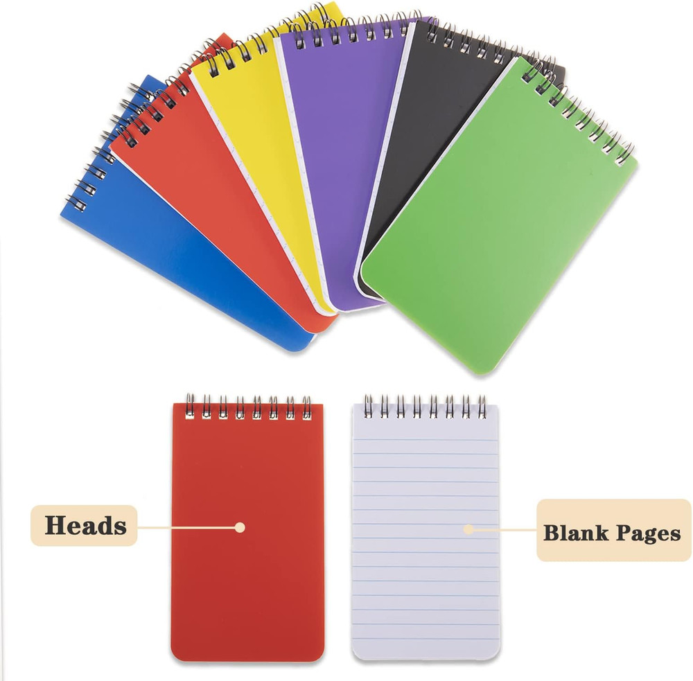 Qicheng 6Pack Pocket Notebook Small Notepad Pocket Notepad Small Spiral Notebook