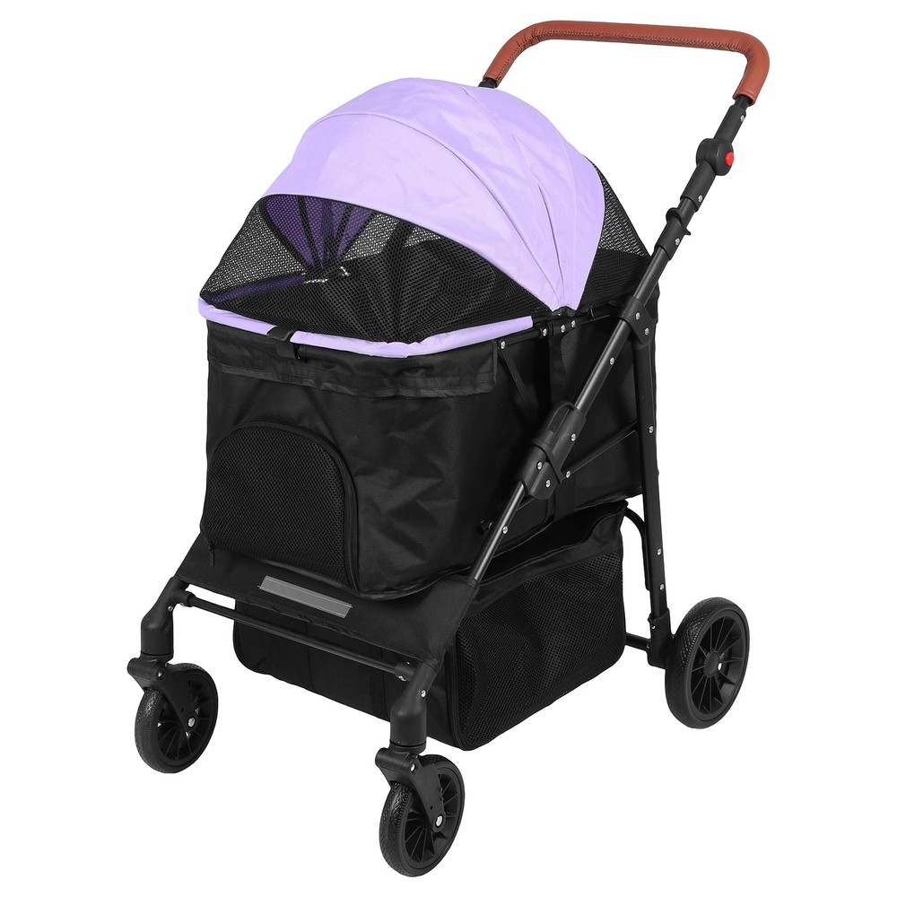 Pet Stroller Adjustable Handle Smooth-Ride Dog Stroller for Small & Medium Dogs