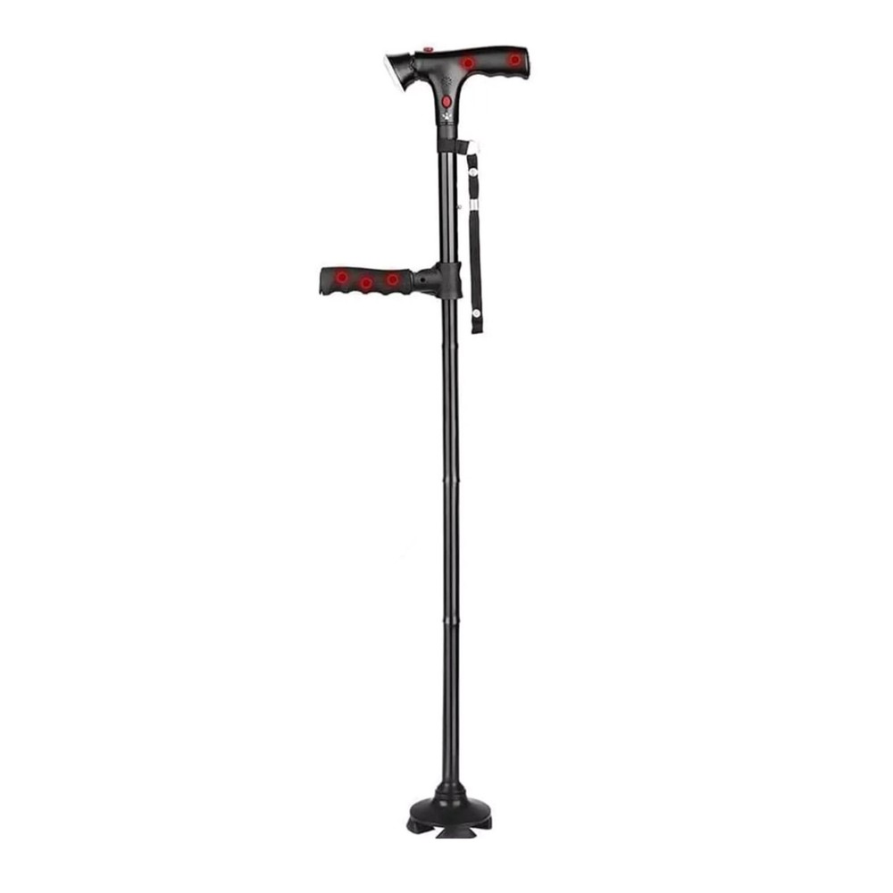 1PC Foldable Walking Cane W/LED Light&Alarm Adjustable Height Non-Slip Base