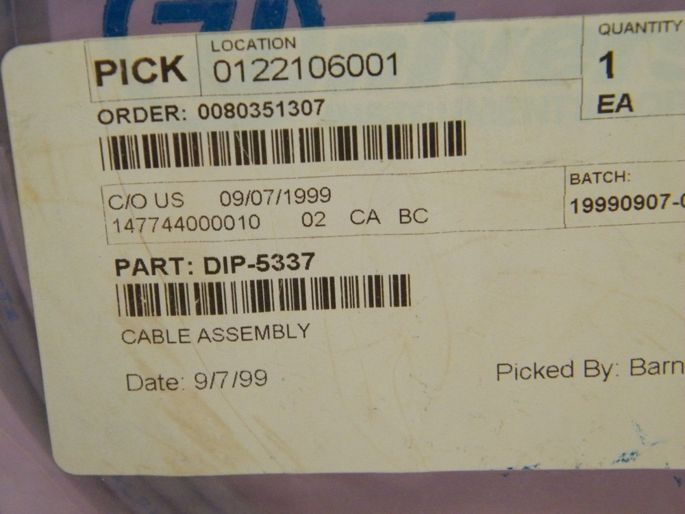 NEW ~ UNIVERSAL INSTRUMENTS ~ CABLE ASSEMBLY ~ PART NUMBER ~ DIP-5337