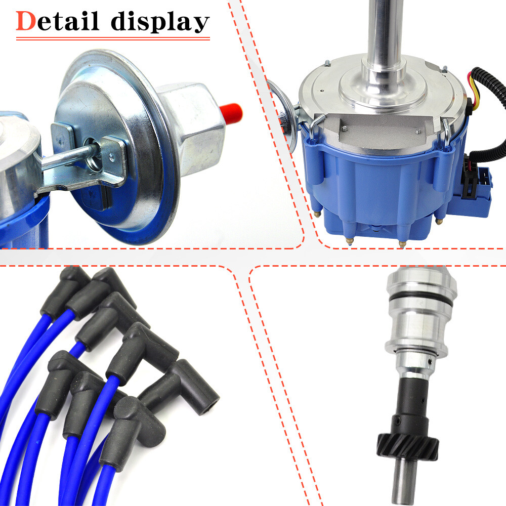 HEI Ignition Distributor For Ford 351C 351M 400 429 460 Spark Plug Wire Pigtail