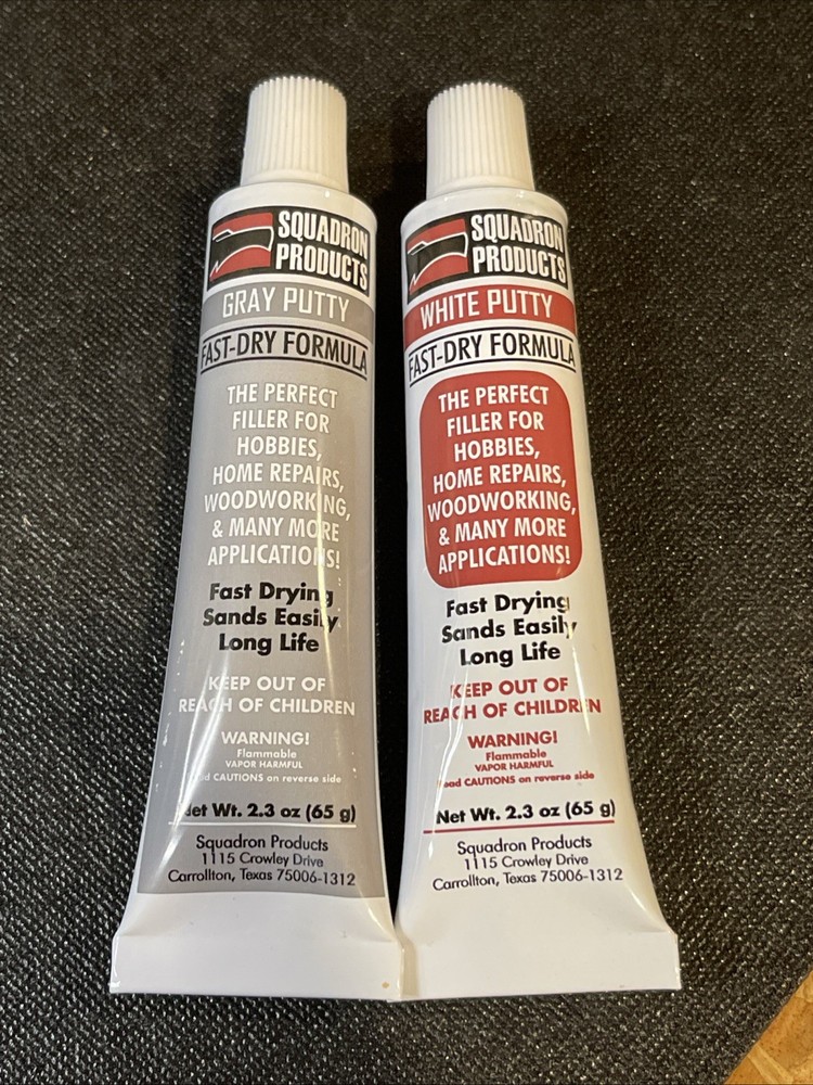 2 Pack Squadron Tools Grey & White Putty Fast Dry Formula *FREE SHIPPING*
