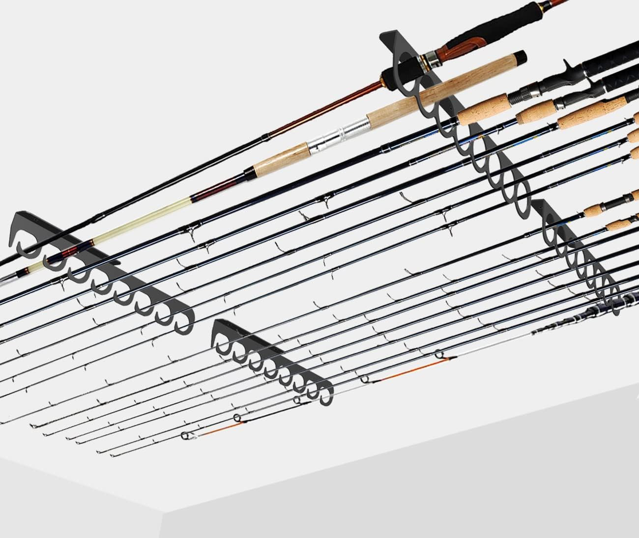 Ceiling Fishing Rod Holder Pole Vertically Horizontally Rack Overhead Storage Ho